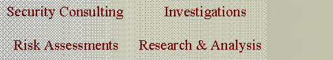 Text Box: Security Consulting Investigations
Risk Assessments Research & Analysis